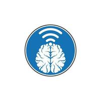 Brain and wifi logo design sign. Education, technology and business background. Wi-fi brain logo icon. vector