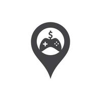 Money Game gps shape concept Logo. joystick money game online Creative logo design vector