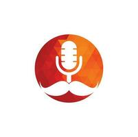 Gentleman podcast logo design template. Mustache podcast icon. vector