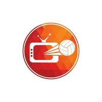 diseño de logo de voleibol y tv. ilustración de plantilla de diseño de logotipo de símbolo de voleibol tv. vector