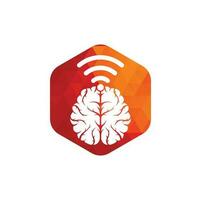 Brain and wifi logo design sign. Education, technology and business background. Wi-fi brain logo icon. vector