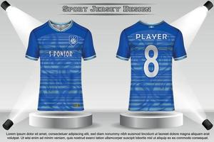 Soccer jersey mockup football jersey design in the studio sublimation for sport t shirt design collection for racing, cycling, gaming, motocross vector