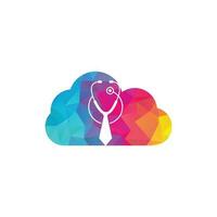 Medical job cloud shape logo design template. Medical jobs logo inspiration with tie and stethoscope logo design. vector