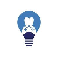 Dental Game bulb shape concept Logo Icon Design. Tooth And Console vector logo design.