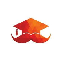 plantilla de diseño de logotipo de educación sólida. graduación de sombrero con diseño de icono de bigote. vector