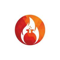 plantilla de diseño de logotipo de laboratorio de incendios. combinación de logo de laboratorio y fuego. vector