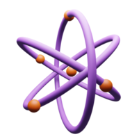 l'icône 3d de l'atome est violette, parfaite pour ajouter des éléments à votre conception png