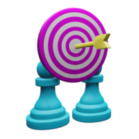 Arrow between two pawns 3D Illustration, perfect for adding elements to your design png