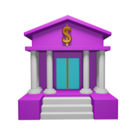 Bank 3D Purple Icon, Suitable to be used as an additional element in your design use png