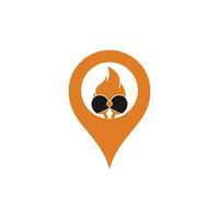 Fire and ping pong gps logo icon design template. Table tennis, ping pong vector icon