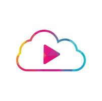 Video Cloud Logo Design Template. Cloud Play Multimedia Logo Template. vector