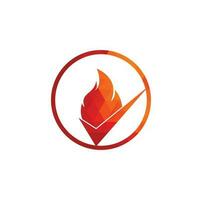 Fire check vector logo design template. Fire and checkmark icon design.