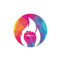 vector del logotipo del puño de fuego. símbolo de puño de llama de protesta de revolución. elemento de diseño de plantilla de logotipo de icono web.