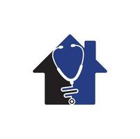 Stethoscope home shape concept logo. medical icon. health symbol. vector