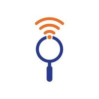 buscar el vector del logotipo de la señal wifi. icono de plantilla de logotipo de vector de buscador wifi.