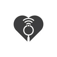 buscar vector de logotipo de concepto de forma de corazón wifi. icono de plantilla de logotipo de vector de buscador wifi