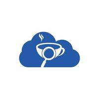 Search Coffee cloud shape concept logo template design vector. Coffee magnifying glass logo template Vector. vector