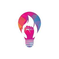 Fire Fist bulb shape concept Logo Vector. Revolution Protest Flame Fist Symbol. Web Icon Logo Template Design Element. vector