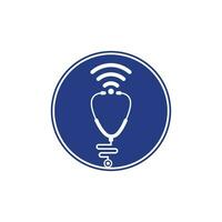 Stethoscope Wifi Medical Logo Icon Design. Stethoscope with wifi signals icon. vector