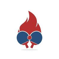 Fire and ping pong logo icon design template. Table tennis, ping pong vector icon.