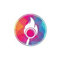 vector de diseño de plantilla de logotipo de búsqueda de incendios. encuentre la plantilla de diseño del logotipo de fuego. icono de fuego y lupa