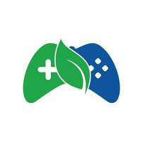 Game and leaf logo design template. Gaming and leaf logo design template. vector