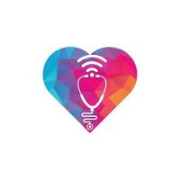 estetoscopio wifi diseño de icono de logotipo en forma de corazón. estetoscopio con icono de señales wifi vector