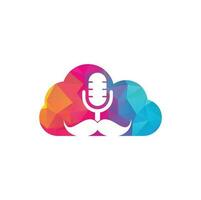 Strong podcast cloud vector logo design template. Gentleman podcast logo design template. Mustache podcast icon.