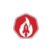 Rocket fire logo design. Fire and rocket logo combination. Flame and airplane symbol or icon. vector