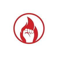 Fire Fist Logo Vector. Revolution Protest Flame Fist Symbol. Web Icon Logo Template Design Element. vector