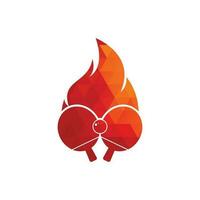 Fire and ping pong logo icon design template. Table tennis, ping pong vector icon.