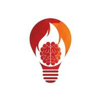 plantilla de diseño de logotipo de vector de concepto de forma de bulbo de cerebro de fuego.