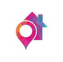 House point logo vector. Pin icon with home combination. Creative gps map point location symbol concept. vector