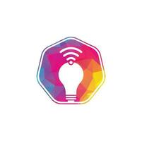 Wifi bulb logo vector design illustration. Lightbulb logo design combined with wifi symbol vector