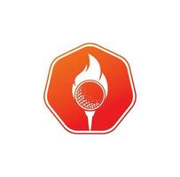 vector de diseño de plantilla de logotipo de fuego de golf. icono de diseño de logotipo de pelota de fuego y golf.