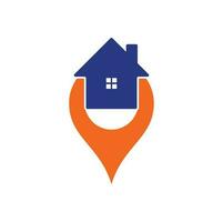 House point logo vector. Pin icon with home combination. Creative gps map point location symbol concept. vector