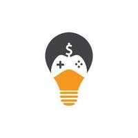 Money Game bulb shape concept Logo. joystick money game online Creative logo design vector