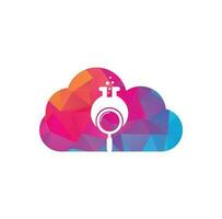 Search lab cloud shape concept logo design. find lab logo design vector template. Lab Find Logo Icon Design.