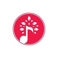 diseño del logo del árbol de la música. símbolo o icono de música y eco. icono de nota musical combinado con icono de forma de árbol vector