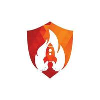 diseño del logotipo de fuego de cohetes. combinación de logo de fuego y cohete. símbolo o icono de llama y avión. vector