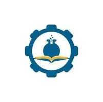 vector de diseño de plantilla de logotipo de concepto de forma de engranaje de laboratorio de libro. logotipo de la ciencia del libro.