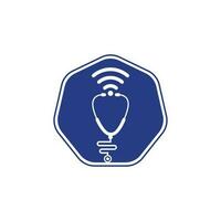 Stethoscope Wifi Medical Logo Icon Design. Stethoscope with wifi signals icon. vector