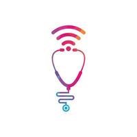 Stethoscope Wifi Medical Logo Icon Design. Stethoscope with wifi signals icon. vector