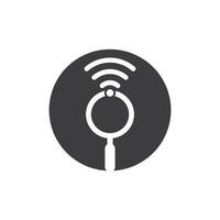 buscar el vector del logotipo de la señal wifi. icono de plantilla de logotipo de vector de buscador wifi.