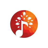 Music tree logo design. Music and eco symbol or icon. music note icon combine with tree shape icon vector