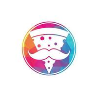 Pizza mustache logo design template. Mr Pizza logo design concept vector icon.