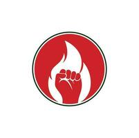 vector del logotipo del puño de fuego. símbolo de puño de llama de protesta de revolución. elemento de diseño de plantilla de logotipo de icono web.