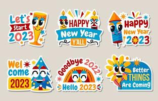 Happy New Year Greeting Sticker vector