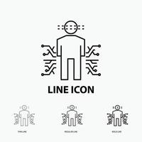 Sensor. body. Data. Human. Science Icon in Thin. Regular and Bold Line Style. Vector illustration