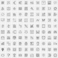 paquete de 100 iconos de líneas universales para móviles y web vector